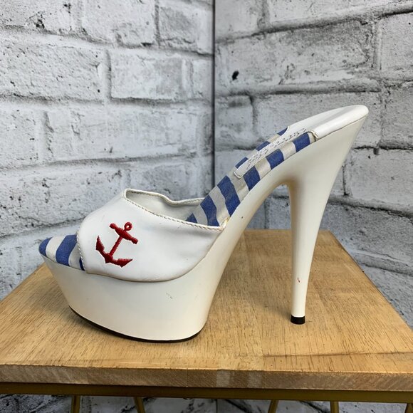 Highest Heel Collection Platform Sandal Faux Patent Leather Anchor Stiletto Pump - Picture 4 of 10